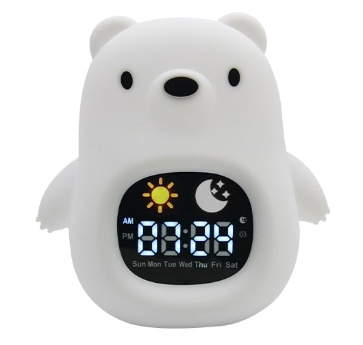 HOME.X 3-in-1  Night Light Soothing White Noisy Machine & Clock Trainer for Kids – Soothing, Educational, and Colorful Sleep Aid, Silicone Skin