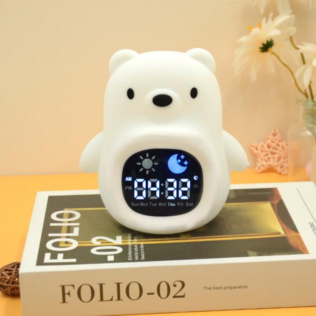 HOME.X 3-in-1  Night Light Soothing White Noisy Machine & Clock Trainer for Kids – Soothing, Educational, and Colorful Sleep Aid, Silicone Skin