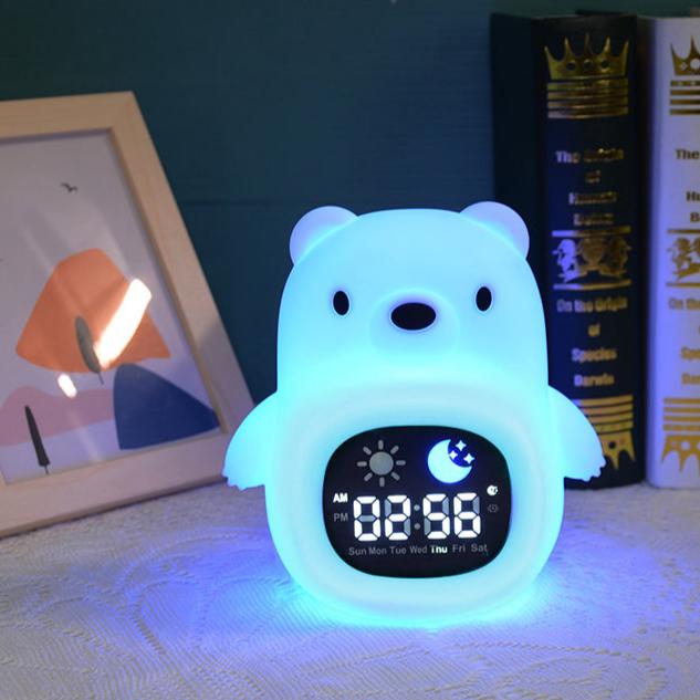 HOME.X 3-in-1  Night Light Soothing White Noisy Machine & Clock Trainer for Kids – Soothing, Educational, and Colorful Sleep Aid, Silicone Skin