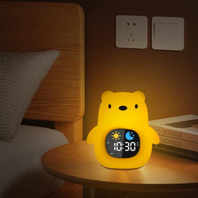 HOME.X 3-in-1  Night Light Soothing White Noisy Machine & Clock Trainer for Kids – Soothing, Educational, and Colorful Sleep Aid, Silicone Skin