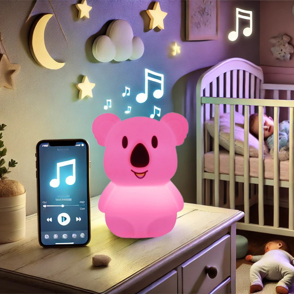 HOME.X 2 in 1 Nursery Night Light & Bluetooth Speaker Lullaby Music Player –Dimmable Color Silicone Koala Bedside Lamp