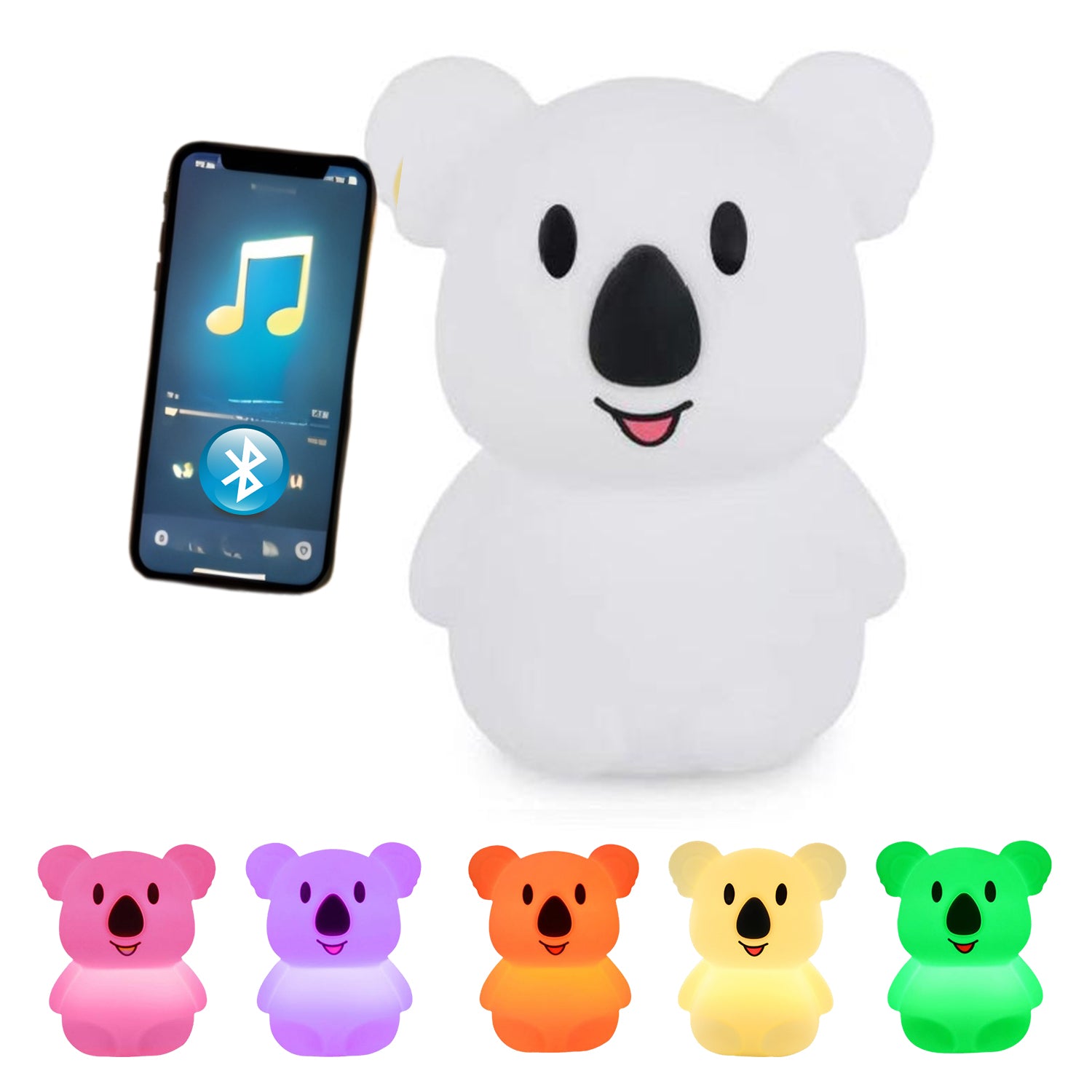 HOME.X 2 in 1 Nursery Night Light & Bluetooth Speaker Lullaby Music Player –Dimmable Color Silicone Koala Bedside Lamp