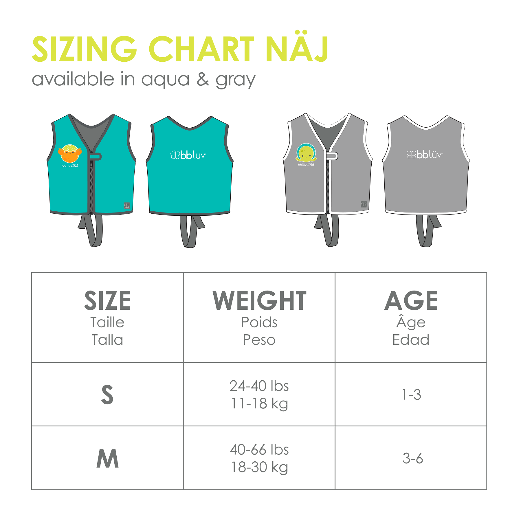 bbluv naj size chart